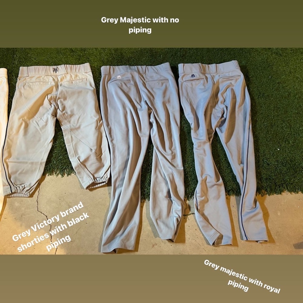 Grey Baseball Pants - Majestic and Victory brand